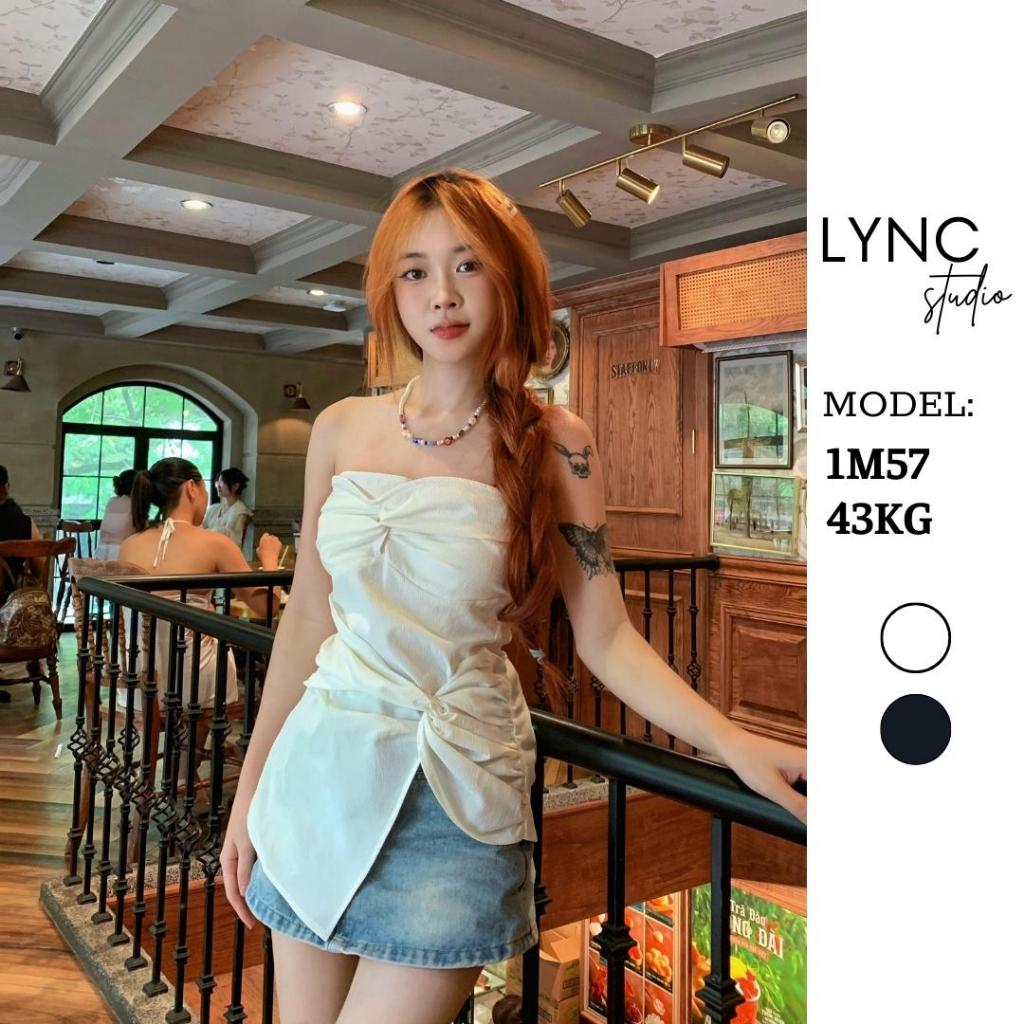 Áo kiểu cúp ngực LYNC studio thiết kế xoắn cách điệu chất thô mềm cao cấp LCA0160A