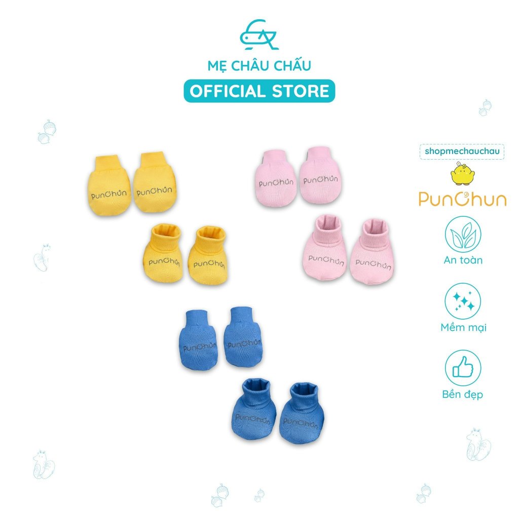 Set Phụ Kiện Bao Tay Bao Chân Mũ Punchun Buddies Cho Bé