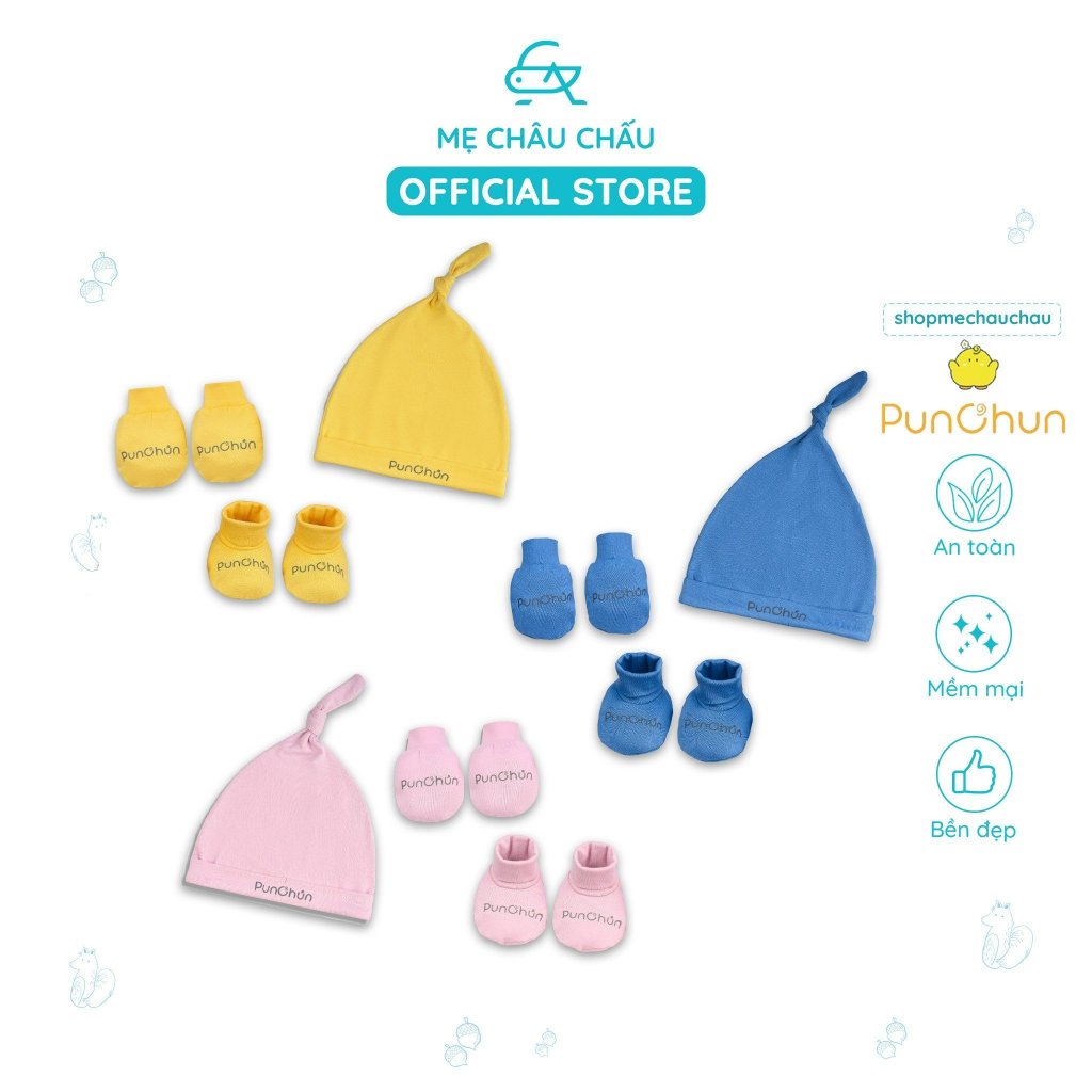 Set Phụ Kiện Bao Tay Bao Chân Mũ Punchun Buddies Cho Bé