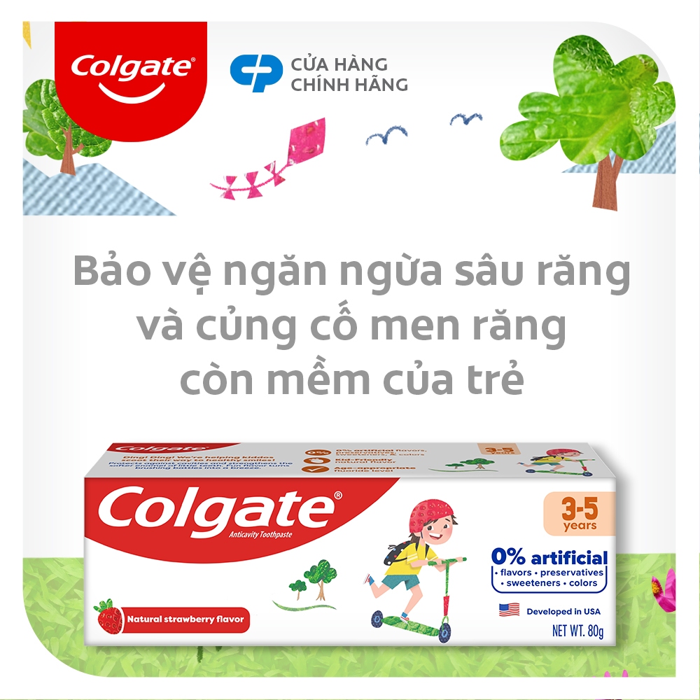 Bộ 2 Kem đánh răng Colgate Kid Free From cho bé 3-5 tuổi không chất bảo quản 80g