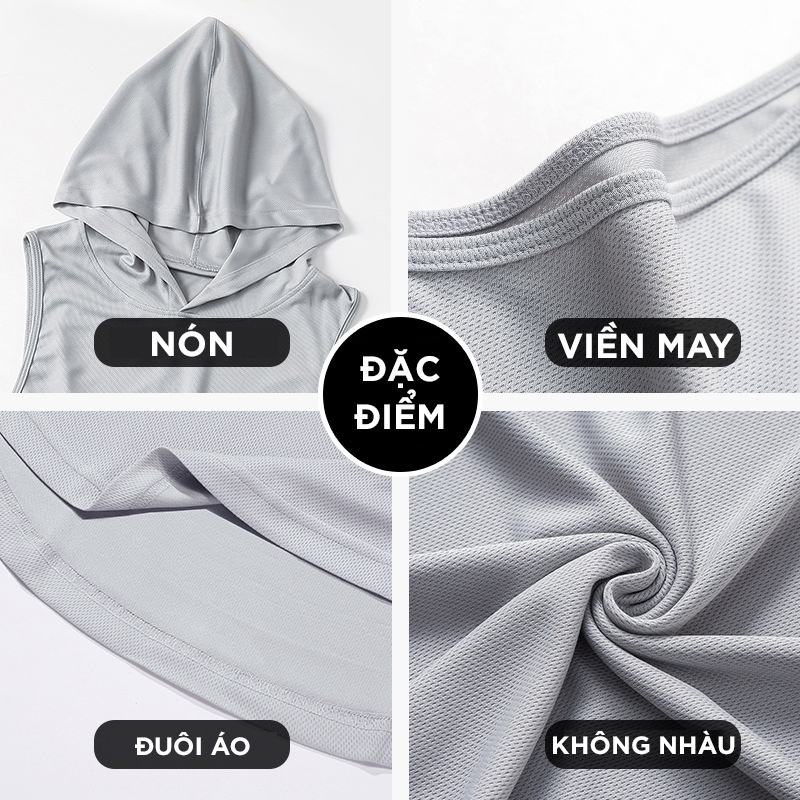 Áo ba lỗ có nón tanktop tập gym chạy bộ bóng rổ thể thao Cleacco BX002 chất vải Mè polyester cực nhanh khô thoáng khí