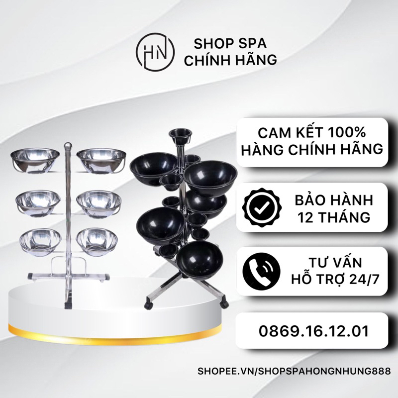 Cây Bát Nước Inox 6 Bát - Cây Bát Nước Nhựa Đen 6 to 7 Bát Nhỏ Chuyên Dùng Cho Spa/Tmv