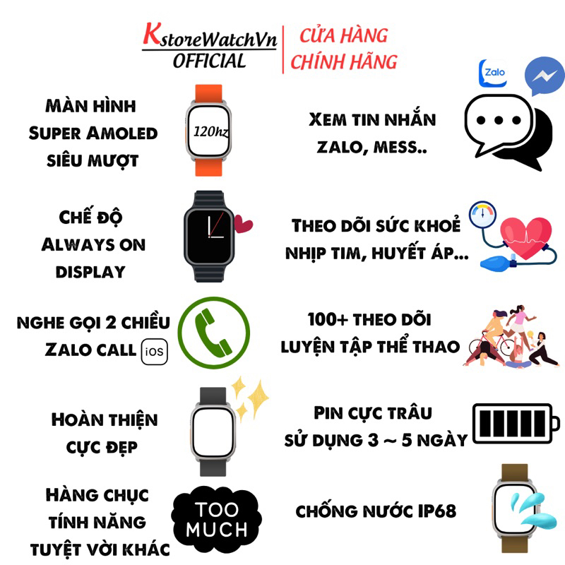 Đồng Hồ Thông Minh HK8 PRO MAX Màn Hình Super Amoled 2.12 Inch Tràn Viền Cân Đối Theo Dõi Sức Khoẻ KstoreWatchVn Mall