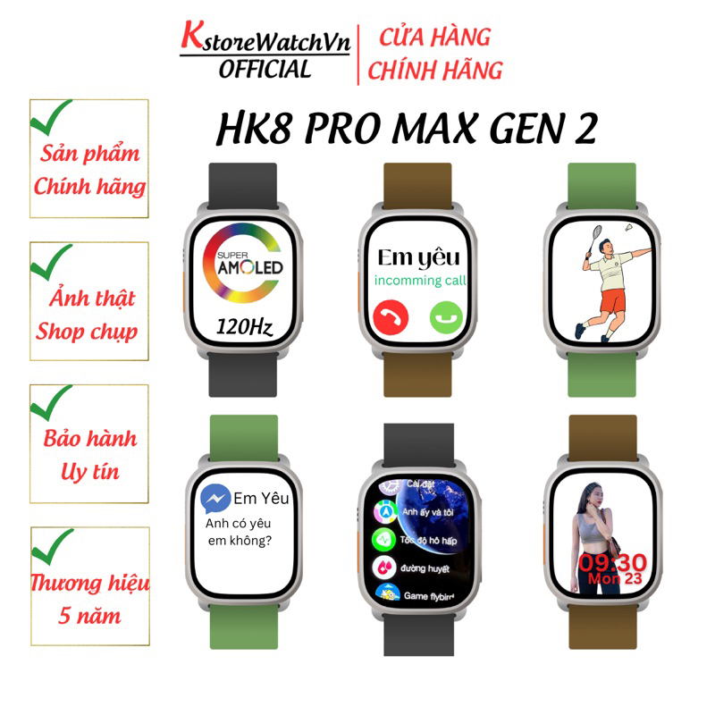 Đồng Hồ Thông Minh HK8 PRO MAX Màn Hình Super Amoled 2.12 Inch Tràn Viền Cân Đối Theo Dõi Sức Khoẻ KstoreWatchVn Mall