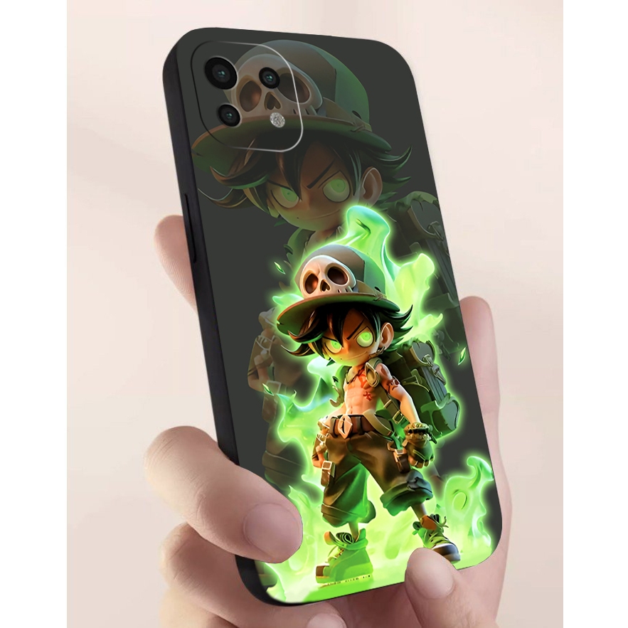 Ốp lưng Xiaomi Mi 11 Lite cạnh viền vuông, có bảo vệ camera in hình ONE PIECE, GOKU