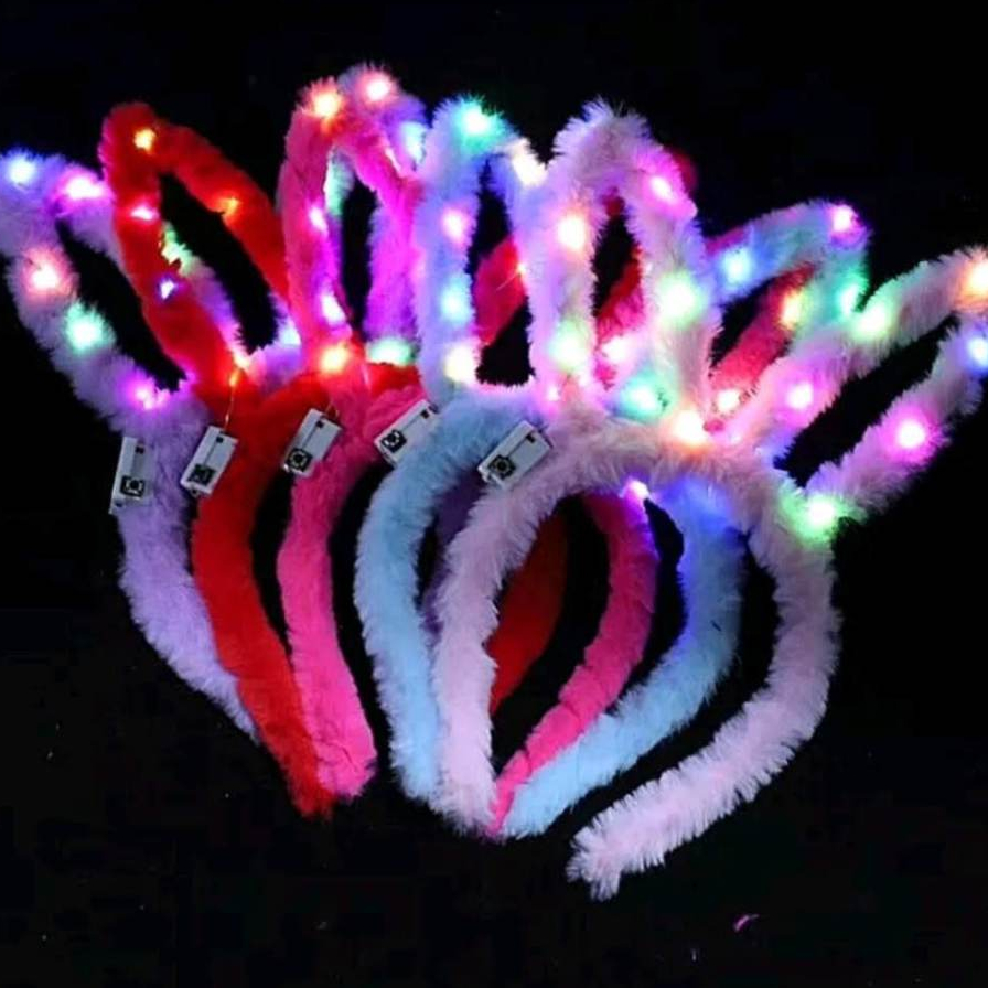 Băng Đô Cài Tóc Hình Tai Thỏ Nhấp Nháy 3 Chế Độ 10 Bóng Xinh Xắn, Bờm Cài Tóc Phát Sáng Cho Bé Dùng Khi Lễ Hội, Noel