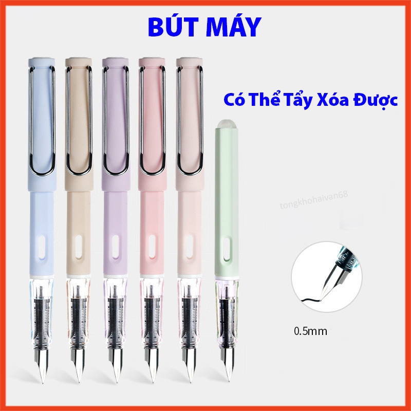 Bút máy mực tẩy xoá được mực xanh ,đen , ngòi kim đầu 0.5mm thiết kế đơn giản tiện dụng dùng cho học sinh