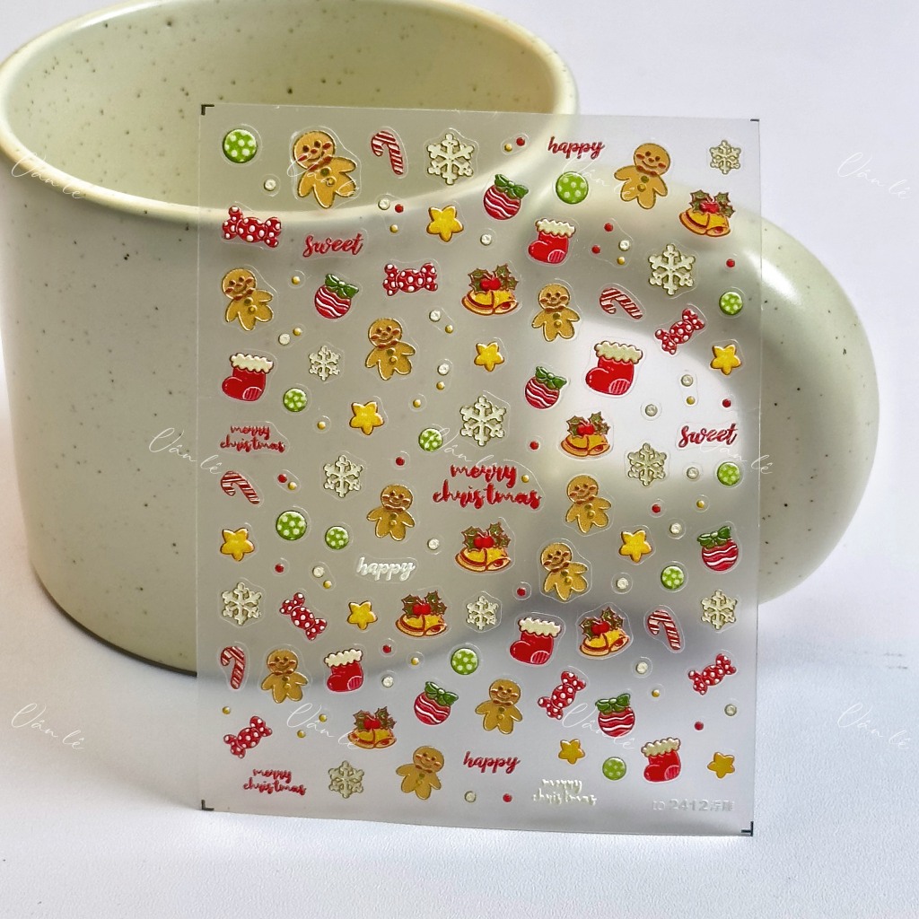 Sticker nail 5D lụa NOEL trang trí móng dán móng