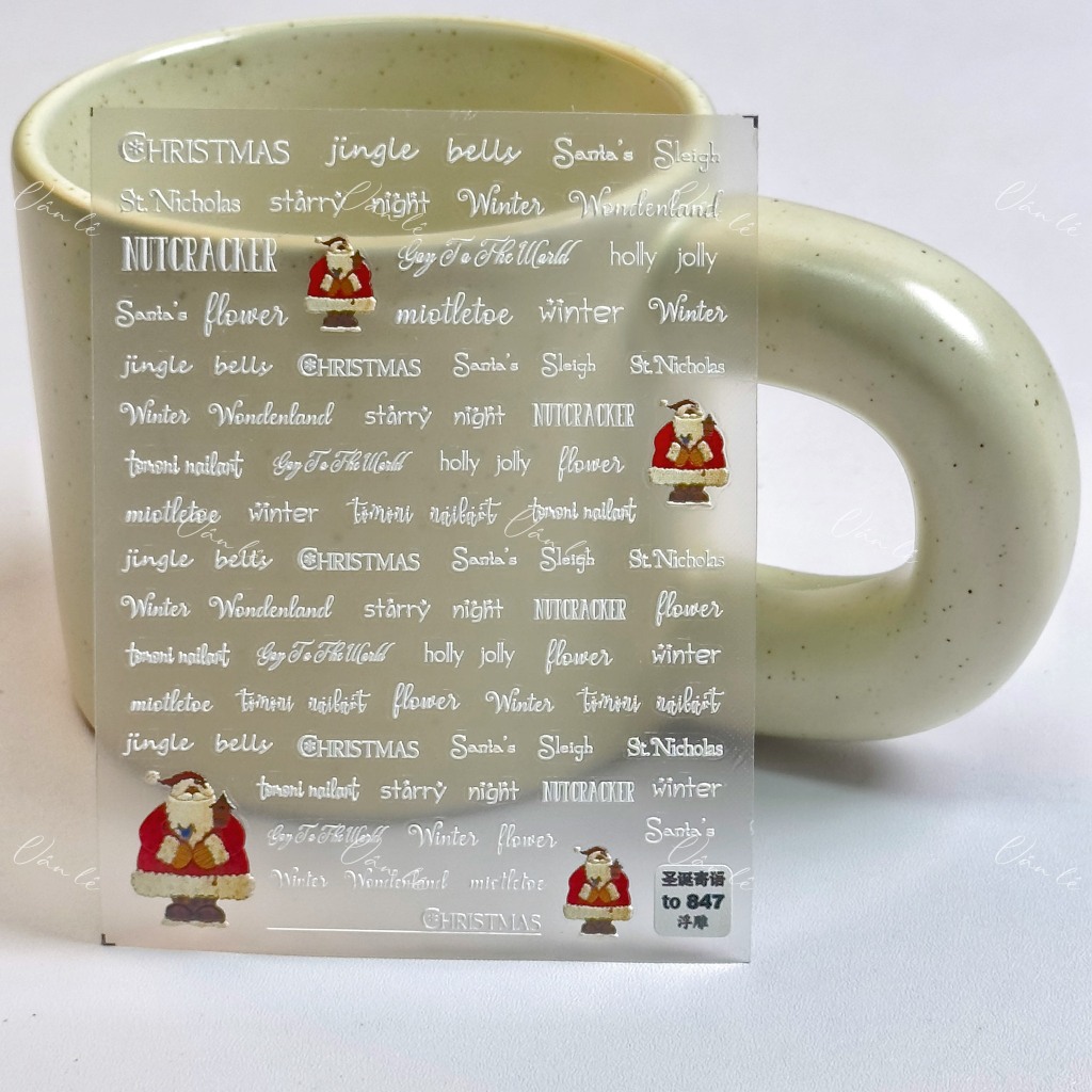 Sticker nail 5D lụa NOEL trang trí móng dán móng