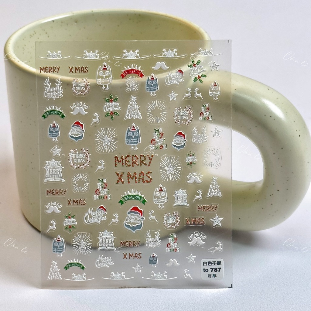 Sticker nail 5D lụa NOEL trang trí móng dán móng