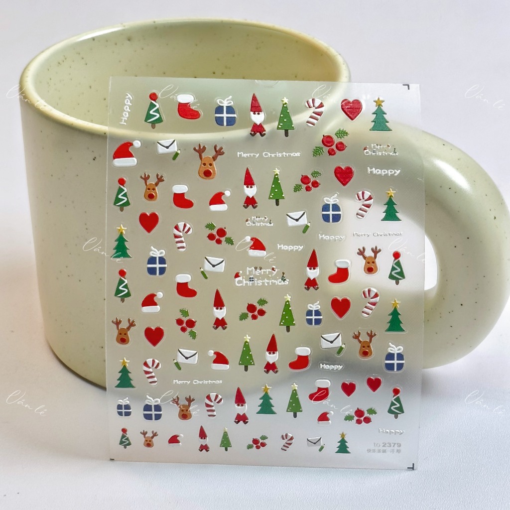 Sticker nail 5D lụa NOEL trang trí móng dán móng
