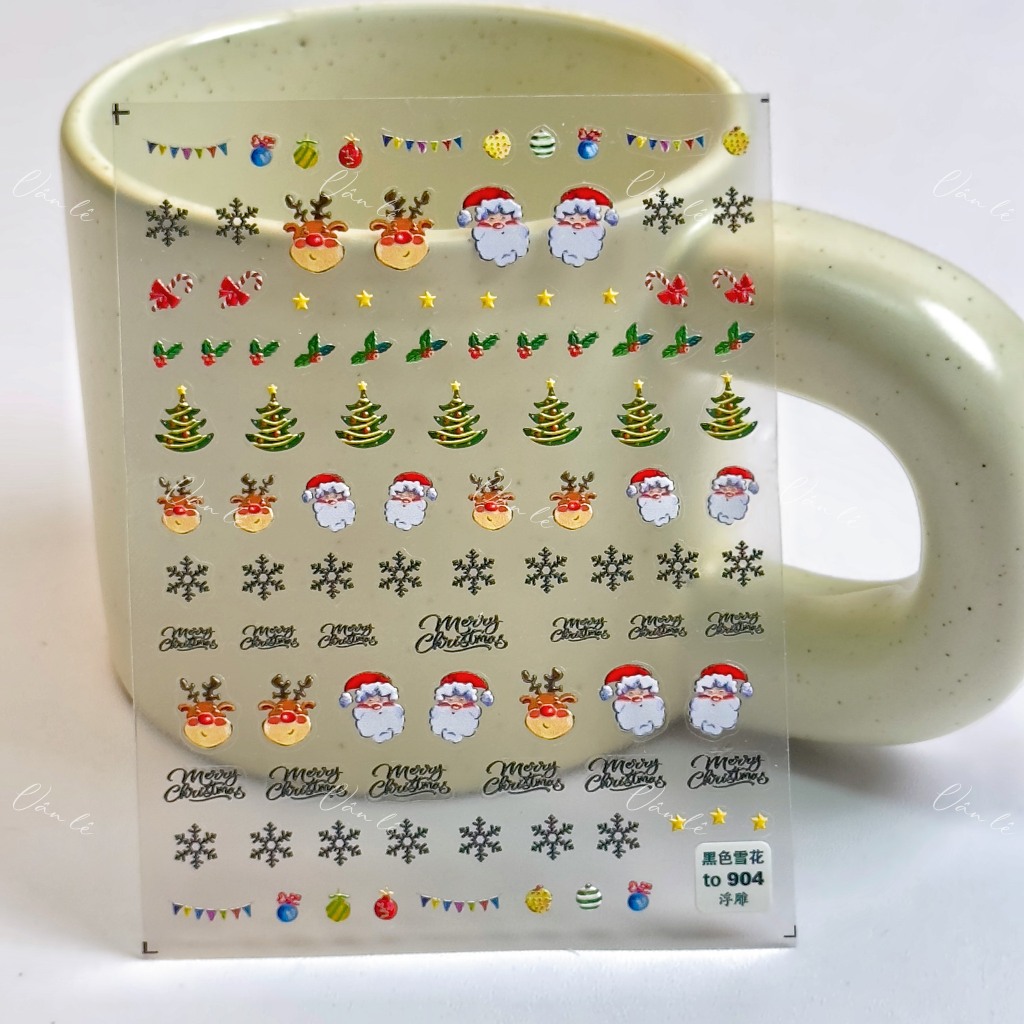 Sticker nail 5D lụa NOEL trang trí móng dán móng