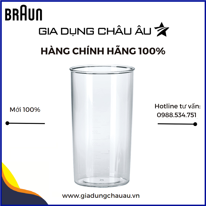 [CHÍNH HÃNG] Phụ kiện ly đong máy xay cầm tay Braun 600ml - cốc xay braun 600ml có vạch chia dung tích, cốc định mức