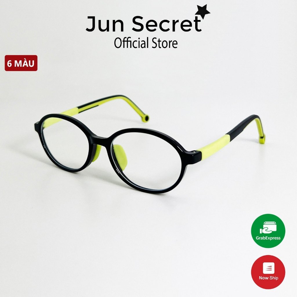 Kính trẻ em gọng mềm Jun Secret form kính lục giác chống chói, chống tia Uv dành cho bé từ 3 đến 9 tuổi 2234