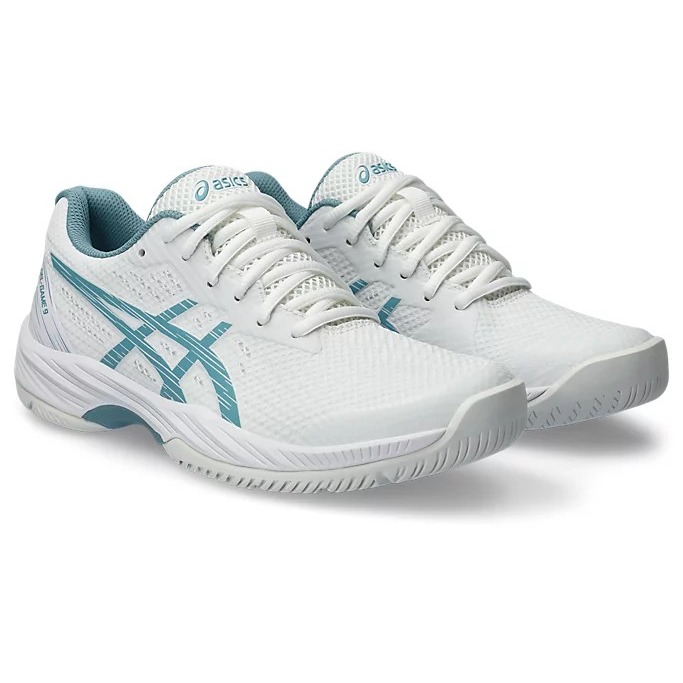 Giày Tennis Asics Nữ Gel-Game 9 Màu Trắng Logo Xanh Mới Nhất Chính Hãng