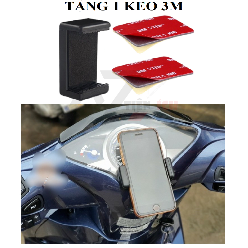 Đầu Kẹp Điện Thoại Kèm Keo 3M Chắc Chắc Dán Lên Đồng Hồ Xe Máy