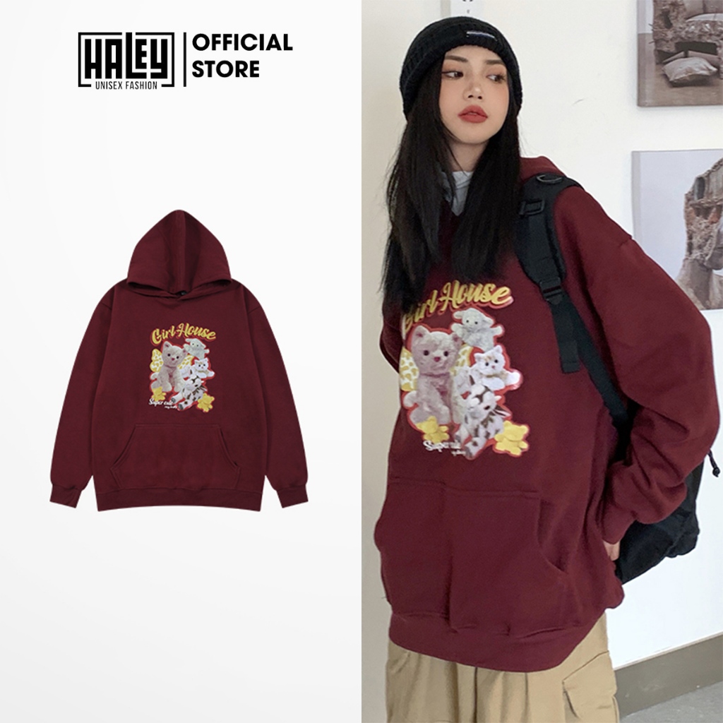 Áo Hoodie HALEY HD419 GIRL HOUSE Nam Nữ Form Rộng Unisex Dài Tay Ulzzang Chất Nỉ Bông Ấm Áp