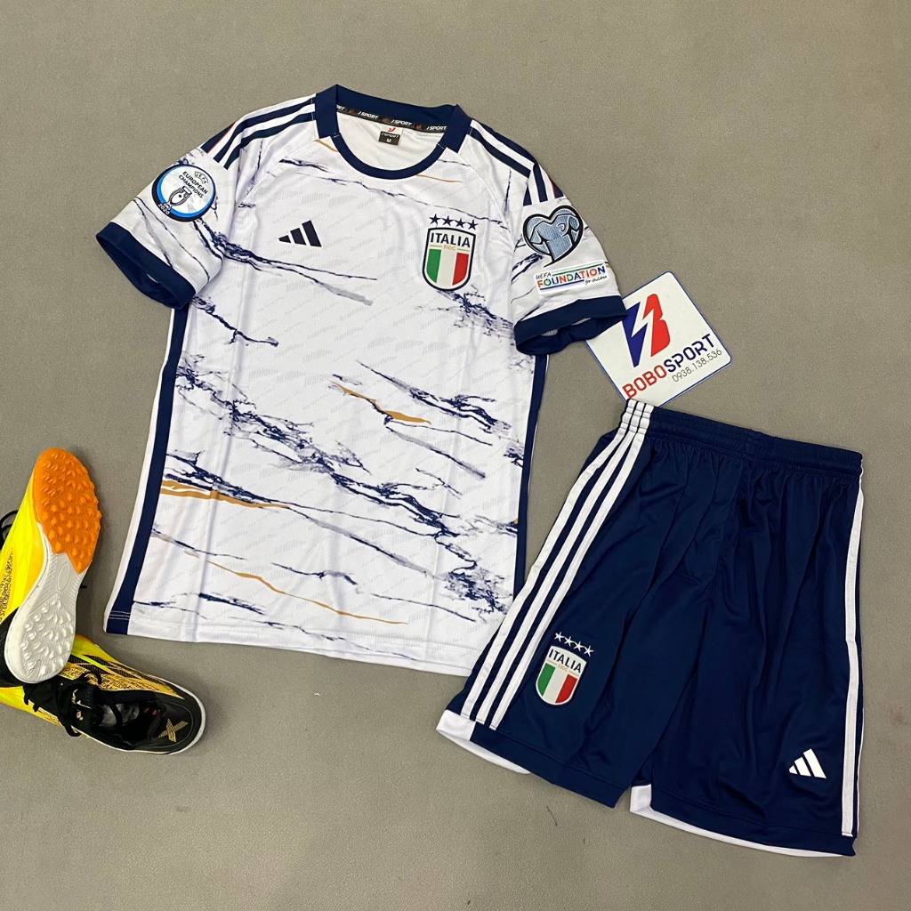 Bộ quần áo đá banh tuyển Ý trắng sân khách mới 2023 FLG Euro2024 (VĐ)