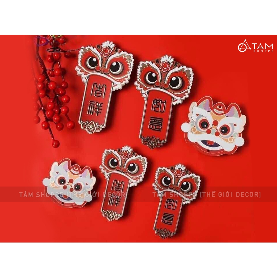 Set 06 đầu lân giấy ép kim kèm dây treo DTR-TET-03_TAN