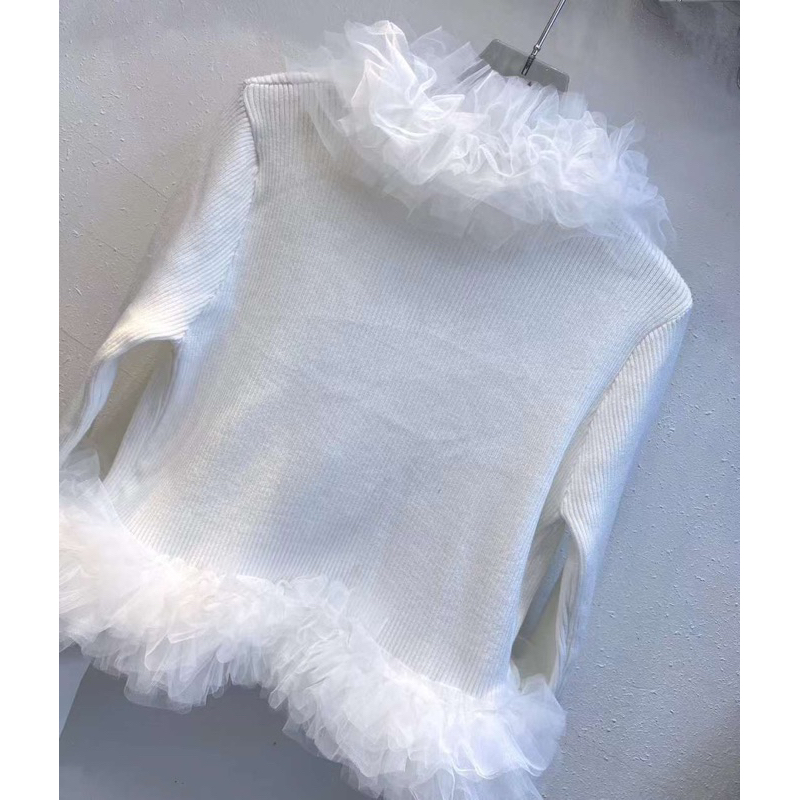 Áo Khoác Lông Len Hai Màu Đen Trắng