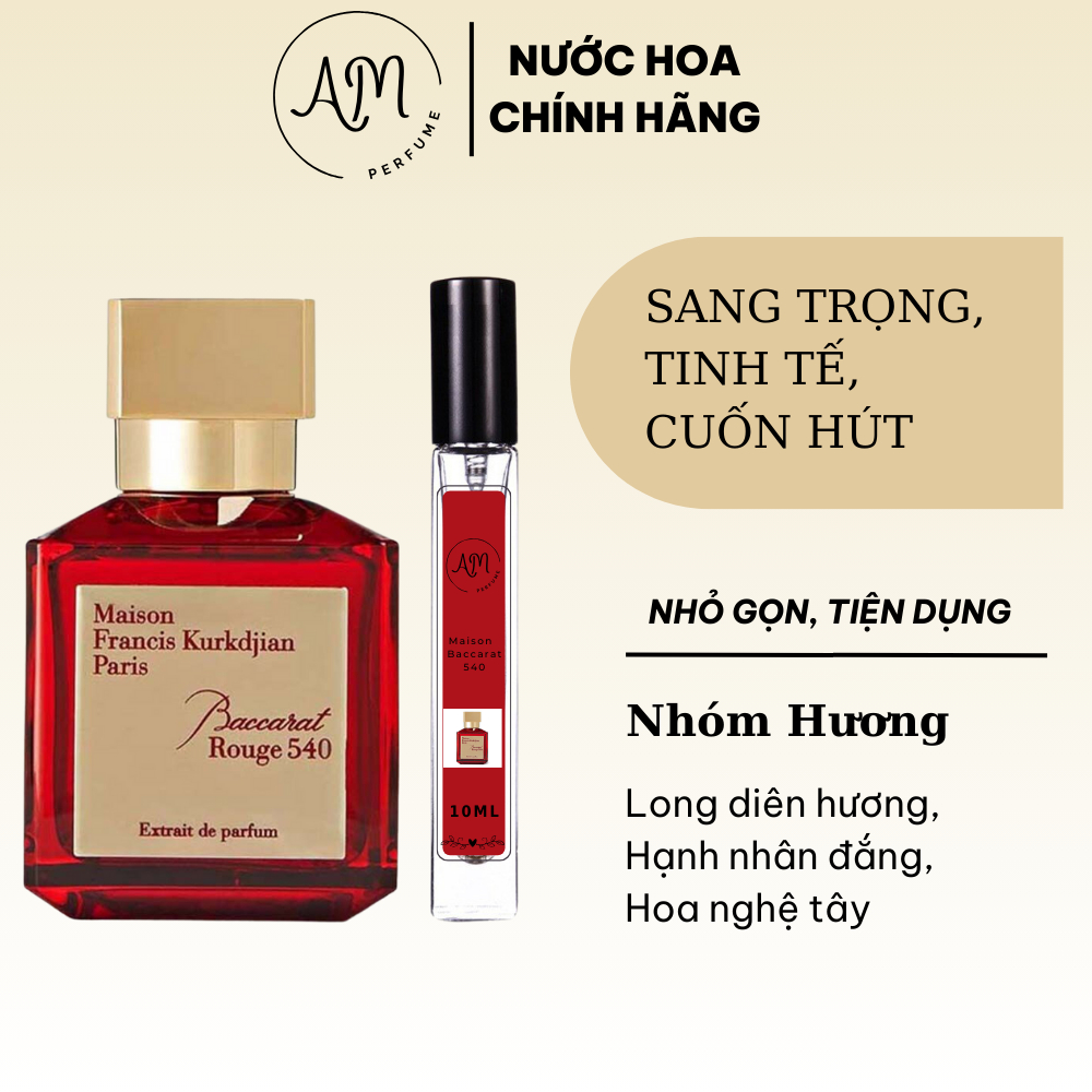 Nước hoa chiết MFK Baccarat rouge 540 edp mẫu thử 10ml nước hoa unisex mùi hương của sự giàu sang - AM Perfume | BigBuy360 - bigbuy360.vn