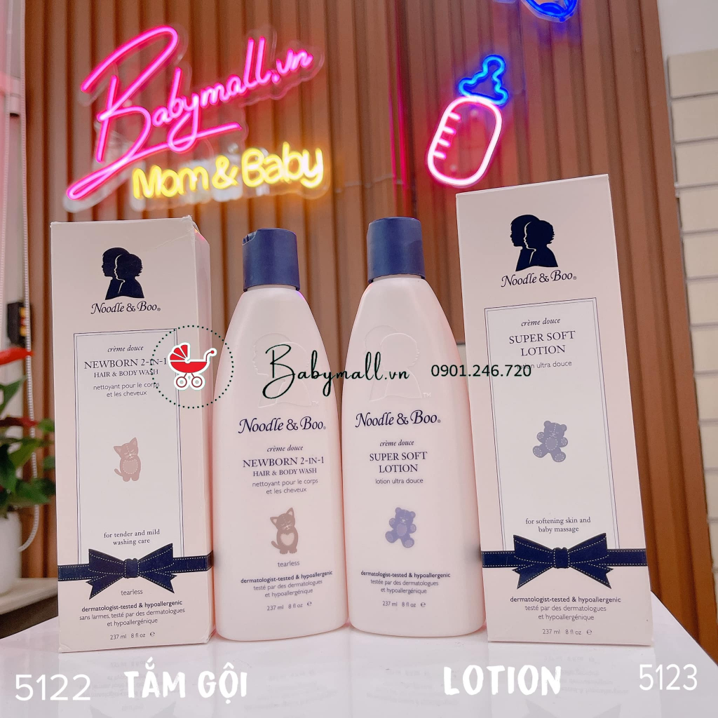 Bộ tắm gội/lotion/kem hăm sản phẩm Noodle & Boo từ Mỹ