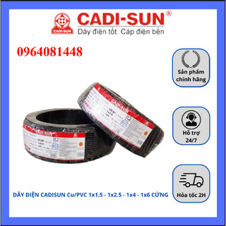 Cuộn dây điện 100m, dây điện đơn bọc pvc hãng cadisun 1x0.75mm2/1x1.5mm2 /1x2.5mm2 /1x4mm2, đơn mền vcsf