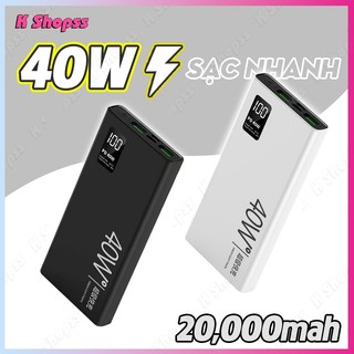 sạc dự phòng 20,000mAh Pin dung lượng lớn Sạc nhanh 40W Hỗ trợ Apple và Android thiết kế di động sạc pin dự phòng cục