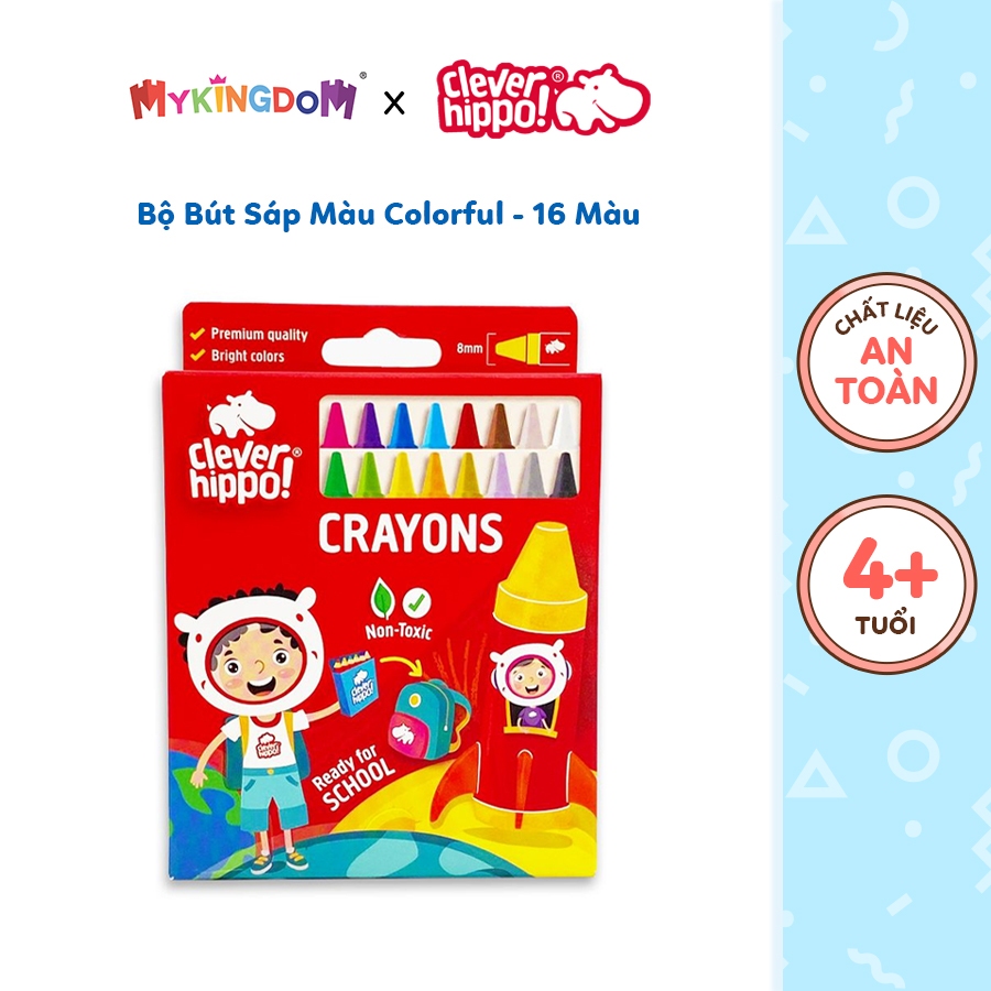 Bộ Bút Sáp Màu Colorful - 16 Màu CLEVERHIPPO CRAYON1601