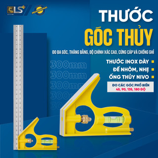 Thước góc thủy LS+, thước ke góc dài có kèm thước thủy, Thước thủy vuông góc ke đo góc eke, thước góc thủy có cân bằng
