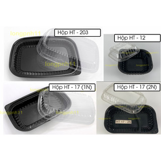 50 Hộp nhựa HT17 HT12 HT203 dày , hộp đế đen hộp sushi, đựng sầu riêng, bánh kem.