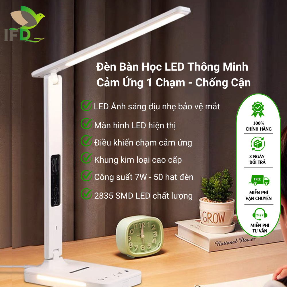 Đèn Bàn Học AIFANDA Chông Cận Kết Hợp Sạc Không Dây Màn Hình LCD- Dùng Học Tập, Làm Việc| HÀNG CHÍNH HÃNG BH 12 THÁNG