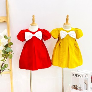 Đầm đỏ đính nơ sang xinh cho bé đi tiệc HANDYKIDS