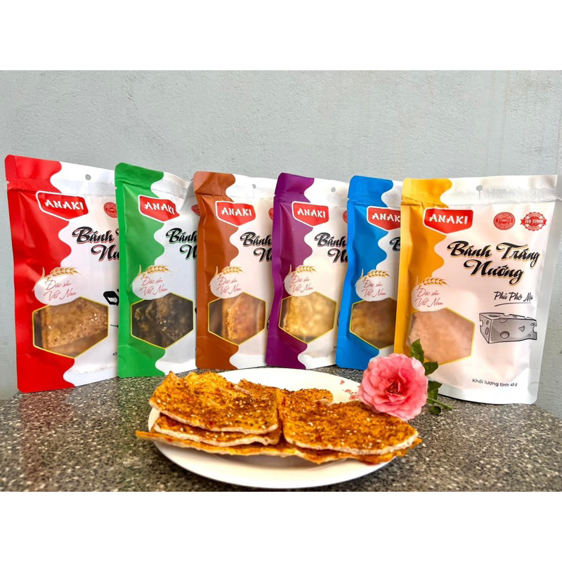 Bánh tráng nướng phủ chà bông gà