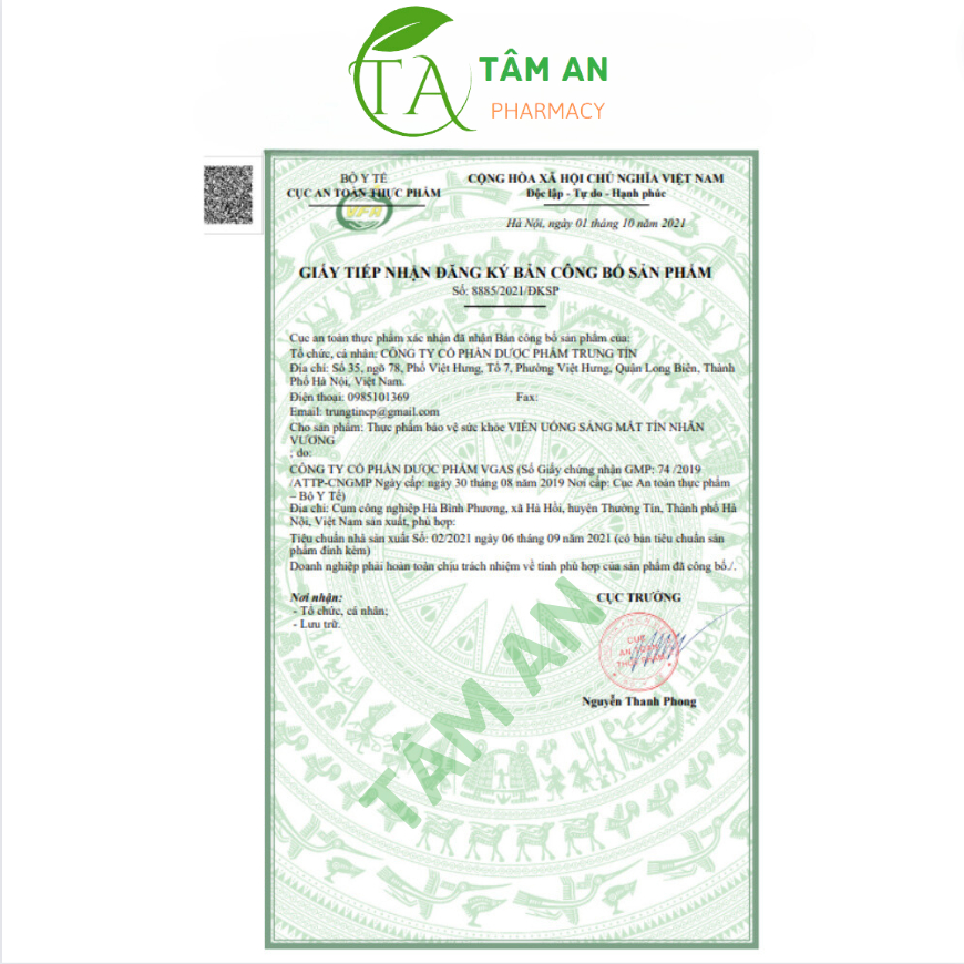 Viên uống sáng mắt Tín Nhãn Vương bổ mắt,viên sáng mắt  giảm các triệu chứng khô mắt, mỏi mắt, nhìn mờ hộp 30 viên