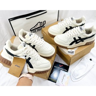 Giày thể thao nam nữ quỳnh như asics court mz kem đế nâu đậm - siêu cấp