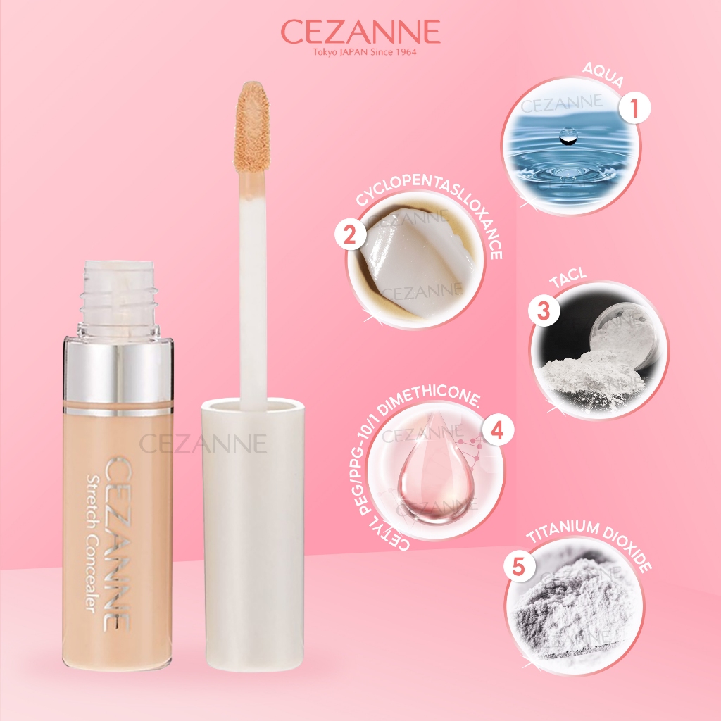 Kem che khuyết điểm Cezanne Stretch Concealer Nhật Bản độ che phủ cao chống thấm nước SPF50 PA++++ 8g