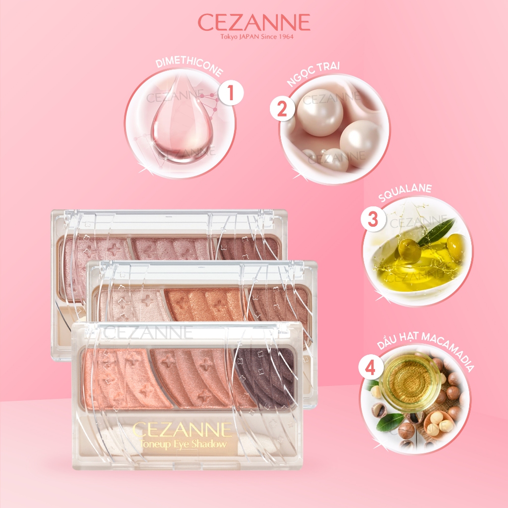 Phấn Mắt Cezanne Toneup Eye Shadow Nhật Bản Chống Thấm Nước Lâu Trôi 2.7g