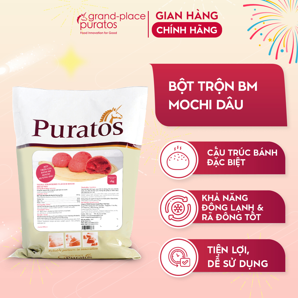 Bột Trộn Sẵn Bánh Mì Mochi Dâu Puratos Grand-Place VN-1 Kg-4022335