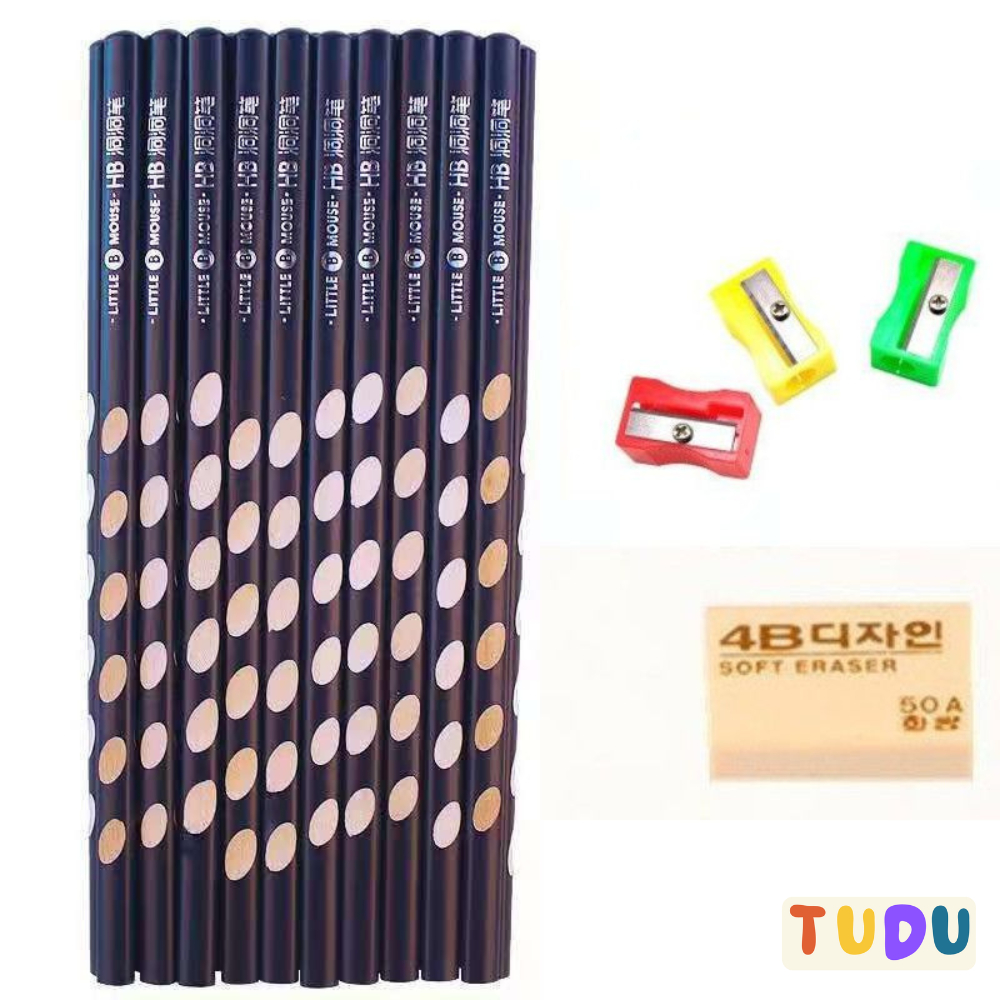 Bút chì định vị TUDU mềm dẻo khó gẫy, bút chì 2B chì đen đậm nét phụ kiện văn phòng phẩm