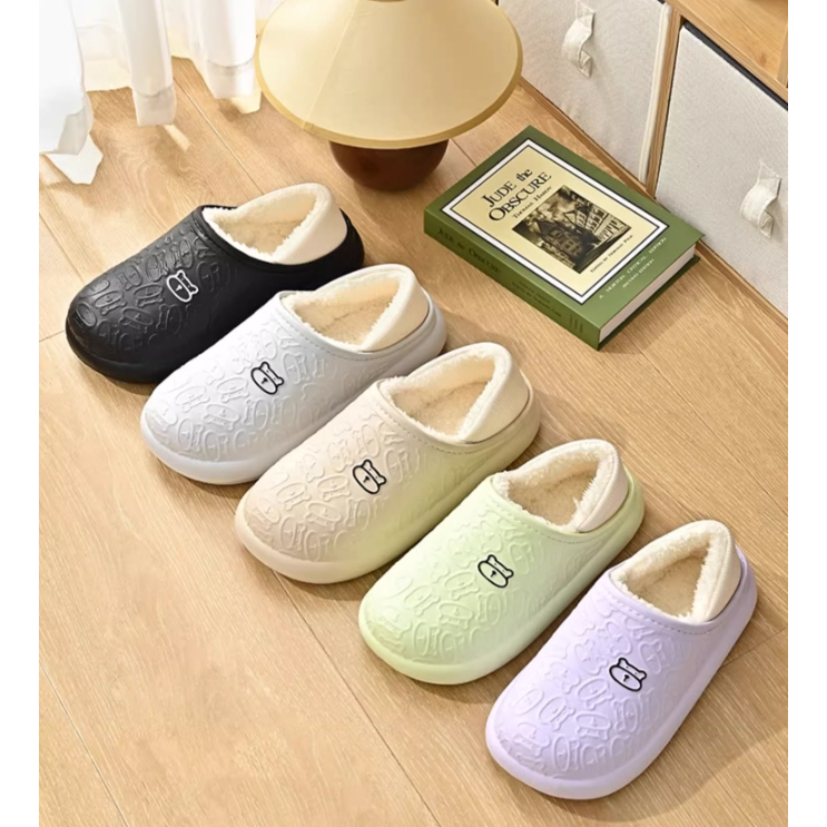 Dép bông đi trong nhà chống thấm nước dày ấm áp mùa thu đông mới