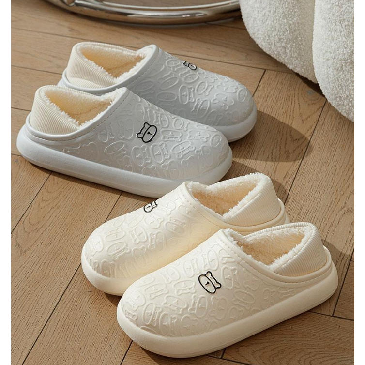 Dép bông đi trong nhà chống thấm nước dày ấm áp mùa thu đông mới