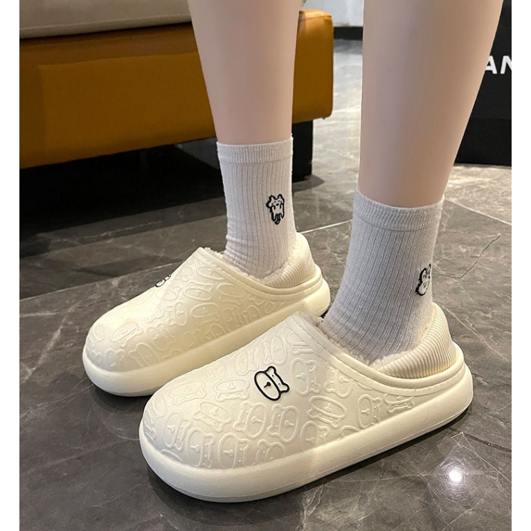 Dép bông đi trong nhà chống thấm nước dày ấm áp mùa thu đông mới