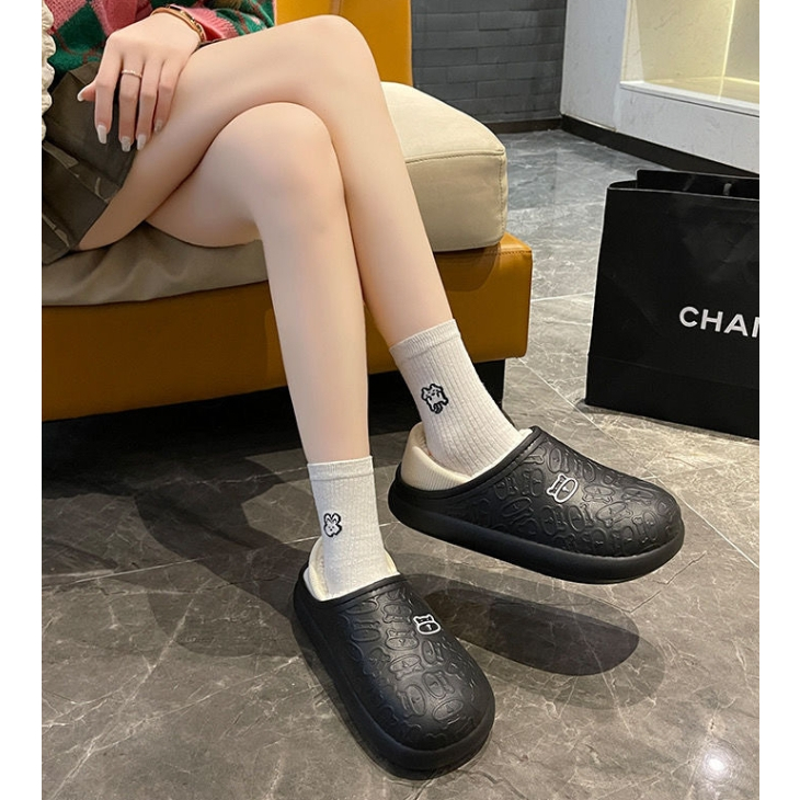 Dép bông đi trong nhà chống thấm nước dày ấm áp mùa thu đông mới