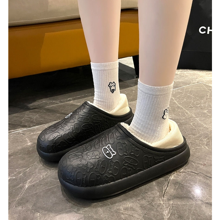 Dép bông đi trong nhà chống thấm nước dày ấm áp mùa thu đông mới