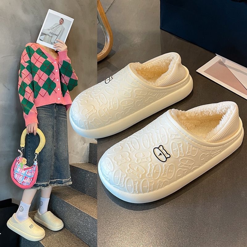 Dép bông đi trong nhà chống thấm nước dày ấm áp mùa thu đông mới