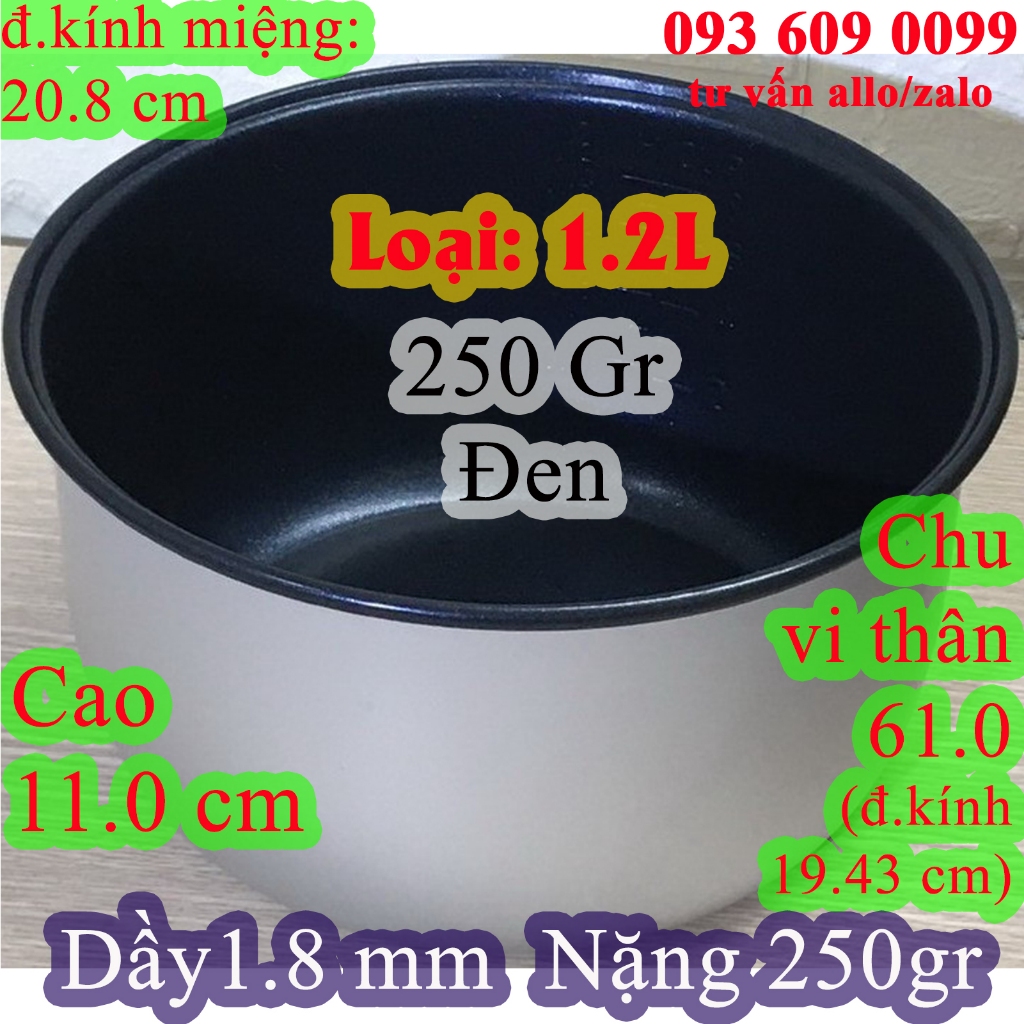 Lòng nồi cơm điện 1.2 L chống dính màu Đen, nặng 250 gr (AZ-8)