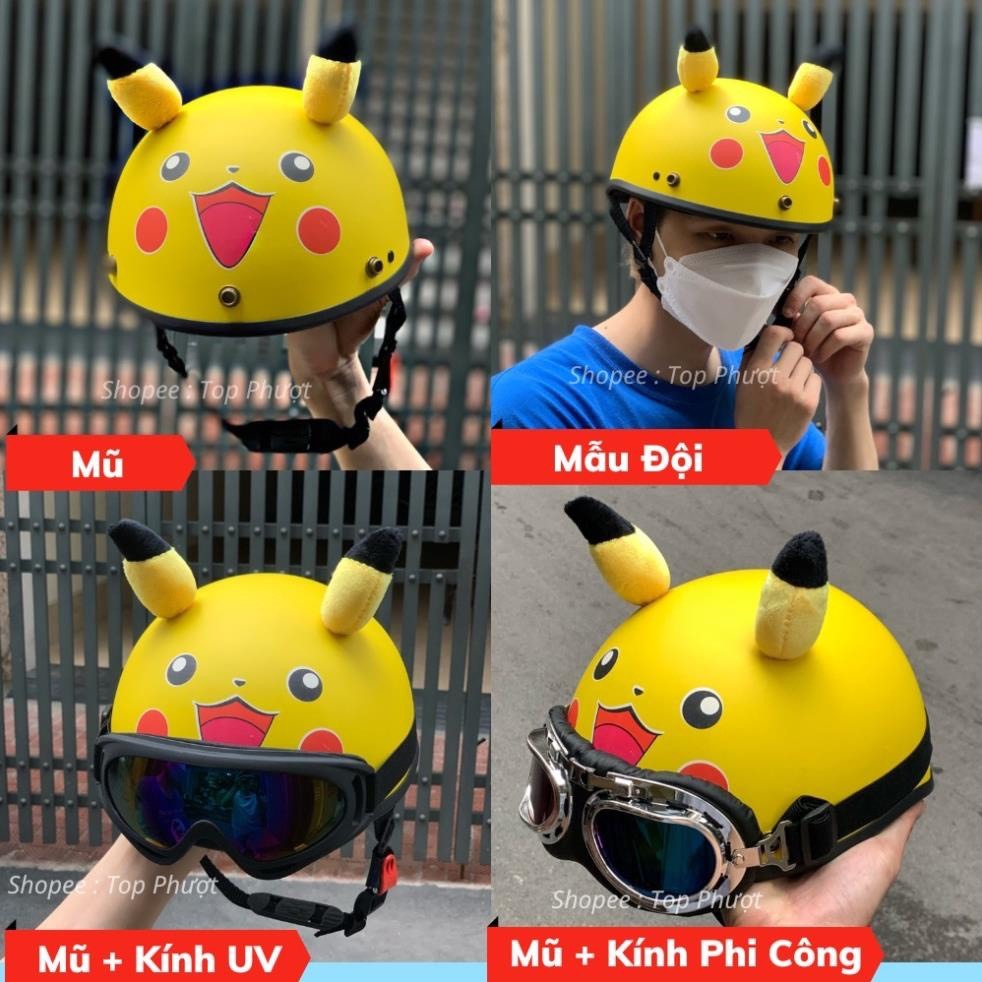 Mũ bảo hiểm 1/2 GẤU NÂU Gấu dâu gấu brown + KÍNH PHI CÔNG