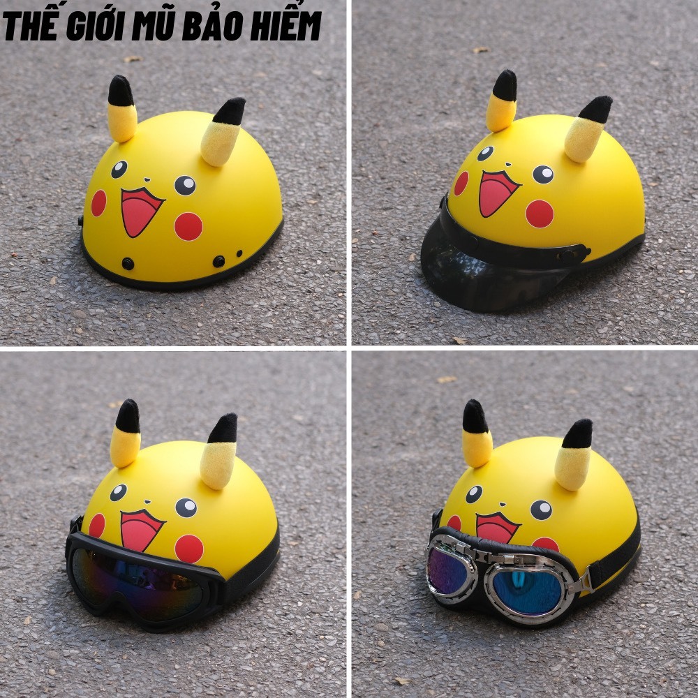 Mũ bảo hiểm 1/2 GẤU NÂU Gấu dâu gấu brown + KÍNH PHI CÔNG