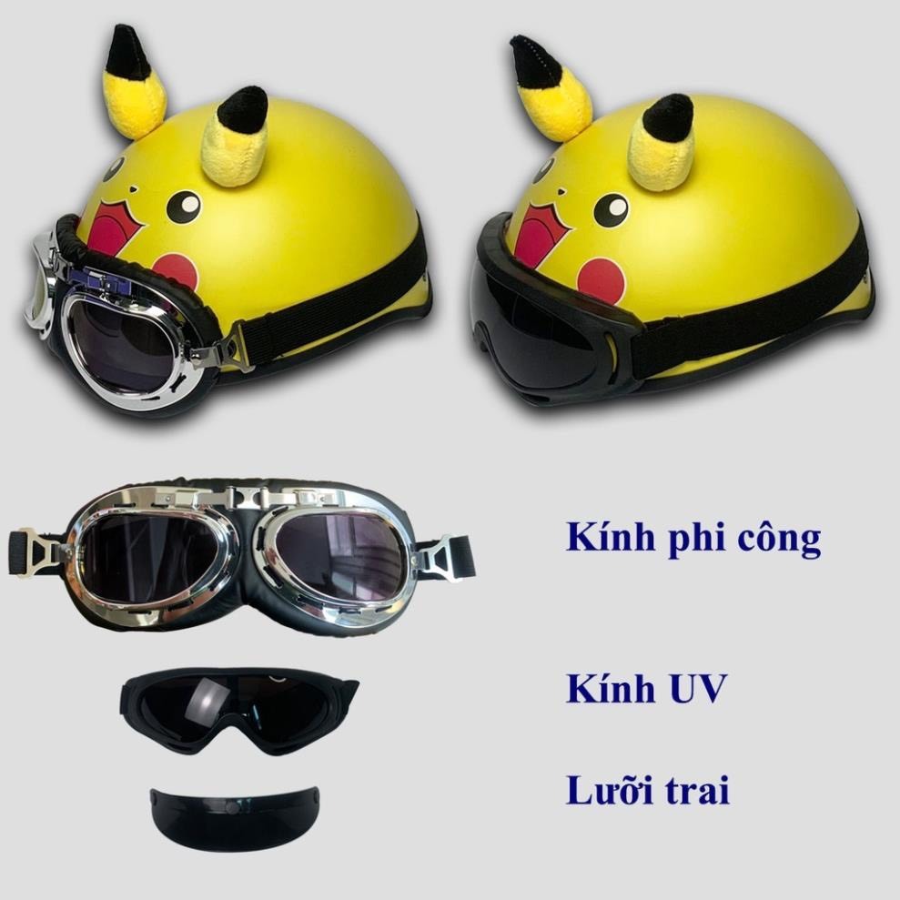 Mũ bảo hiểm 1/2 GẤU NÂU Gấu dâu gấu brown + KÍNH PHI CÔNG